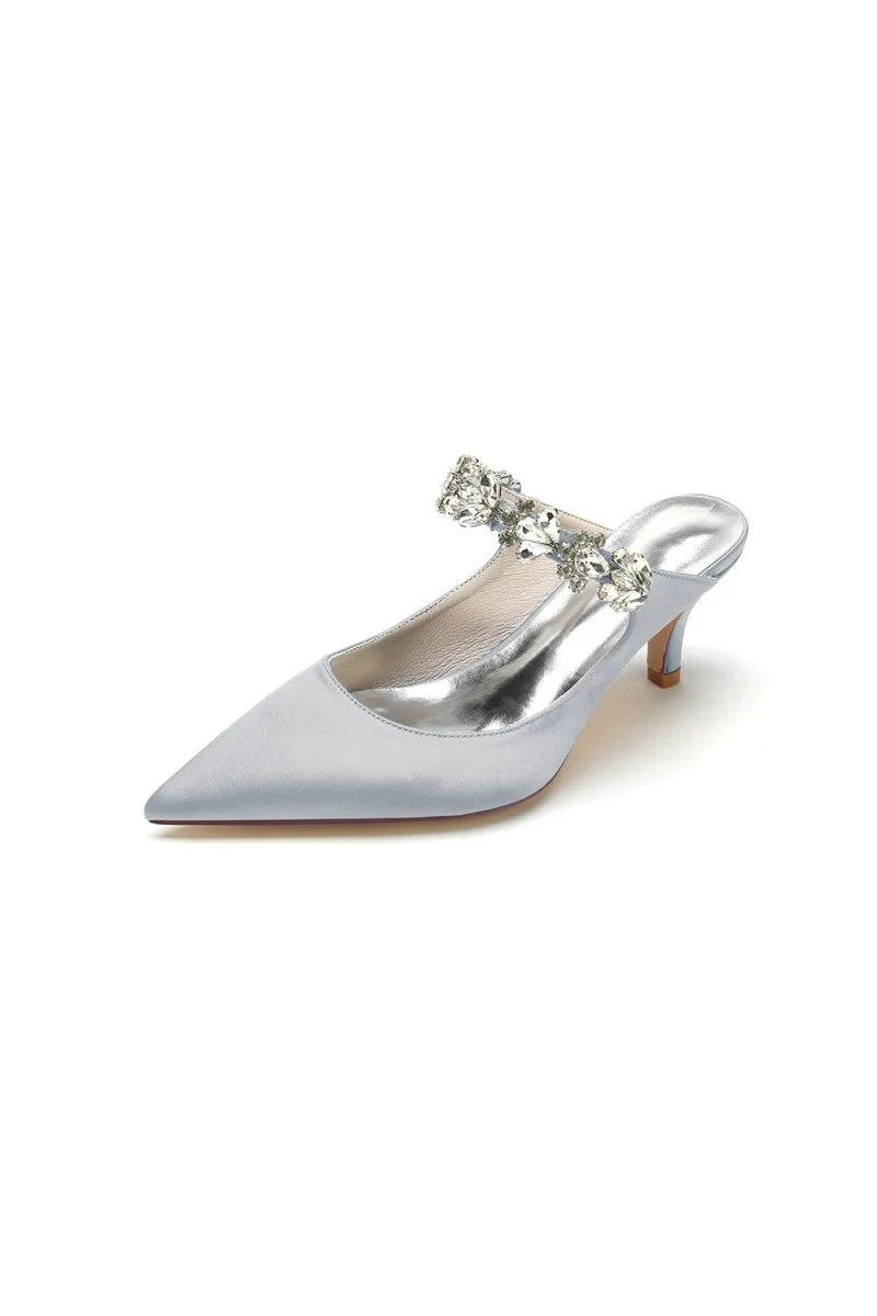 Beading Pointed Toe Rhinestone High Heels