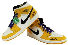 Lakers Magic Johnson HOF 02 Signed 2018 Nike Air Jordan 1 Size 13 Shoes BAS Wit