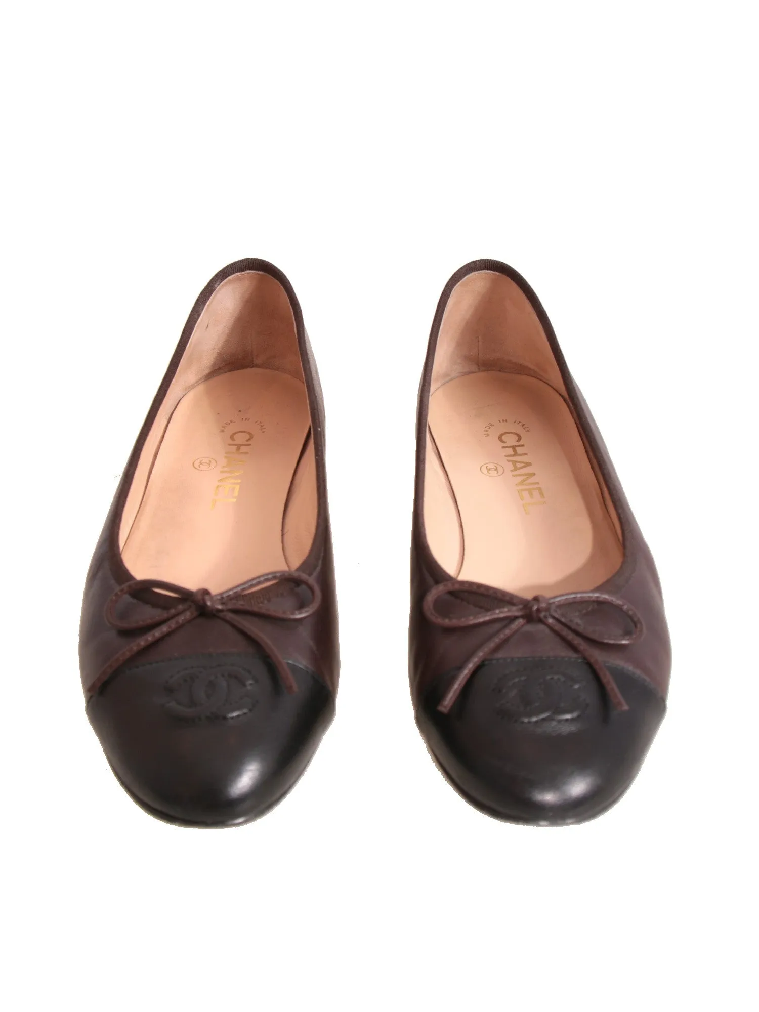 Leather Cap-Toe Ballet Flats
