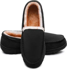 MIXIN Men's Moccasin Slippers Warm Fuzzy House Shoes with Memory Foam & Non-Slip Sole, Indoor/Outdoor Winter Comfort for Men