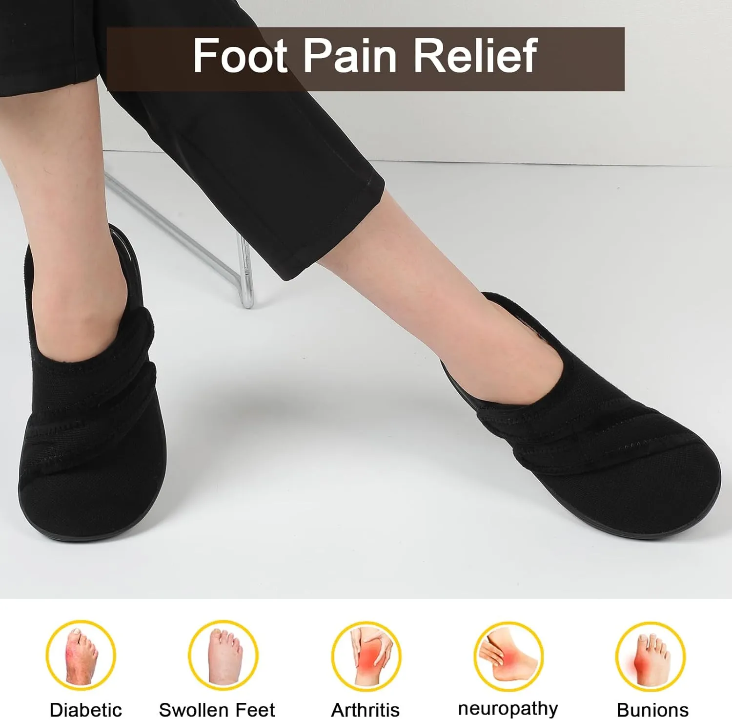 XIHALOOK Slippers for Women Diabetic Shoes Wide House Shoes Adjustable for Edema Plantar Fasciitis