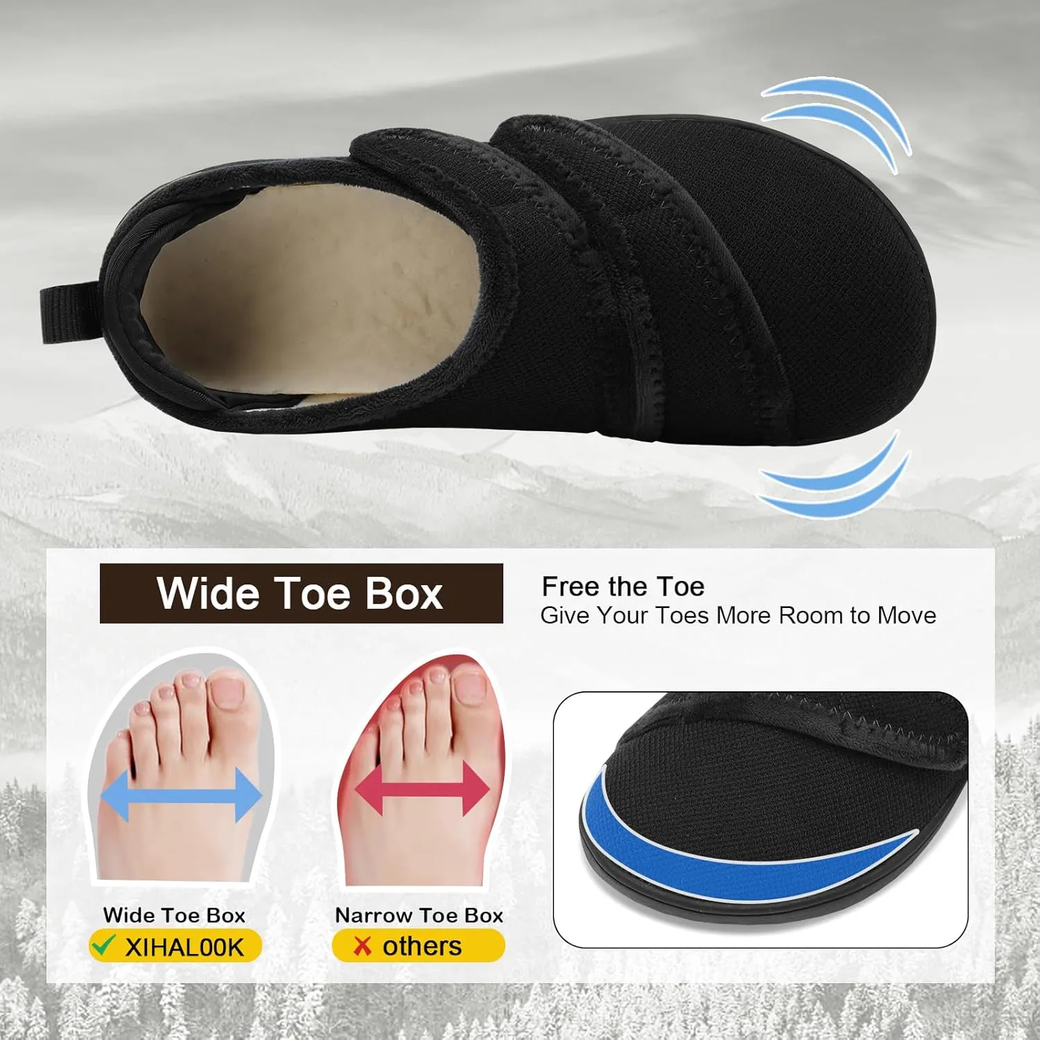 XIHALOOK Slippers for Women Diabetic Shoes Wide House Shoes Adjustable for Edema Plantar Fasciitis