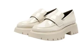 ZARA Faux Patent Loafers w/ Track Soles | Off White, Size 40, NEW